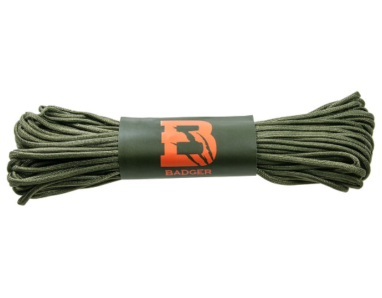 Parakordinė virvė „Badger Outdoor 550“ 30 m – alyvuogių spalvos